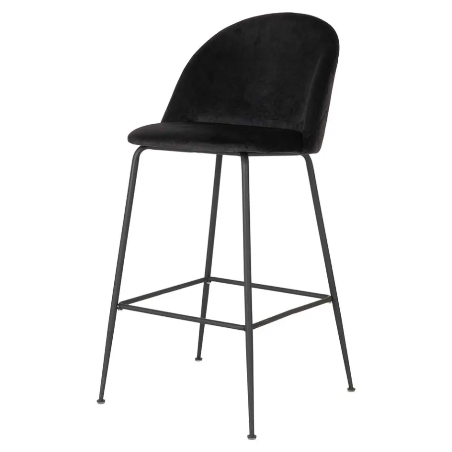 Sale Retro Barstühle aus schwarzem Samt - Baltimoore (2er Set) Hocker
