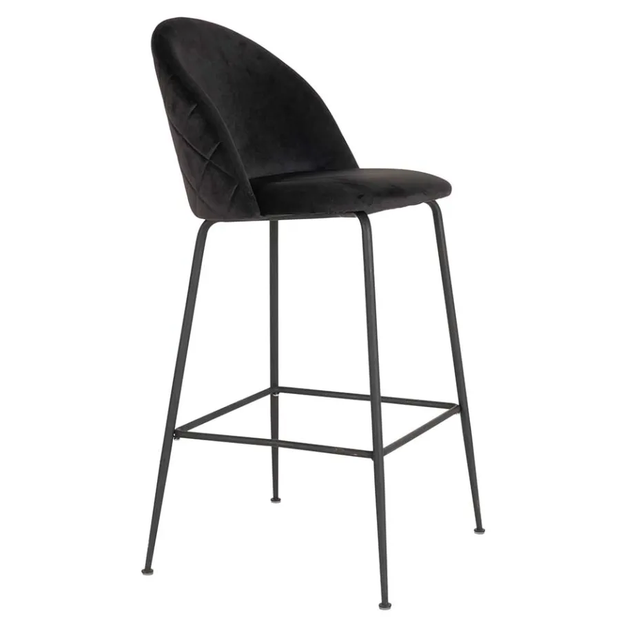Sale Retro Barstühle aus schwarzem Samt - Baltimoore (2er Set) Hocker