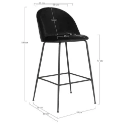 Sale Retro Barstühle aus schwarzem Samt - Baltimoore (2er Set) Hocker