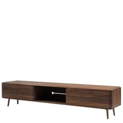 Best Retro TV Element aus Nussbaum Massivholz - Rivossa Tv & Hifi-Möbel|Lowboards