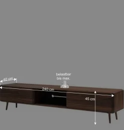 Best Retro TV Element aus Nussbaum Massivholz - Rivossa Tv & Hifi-Möbel|Lowboards