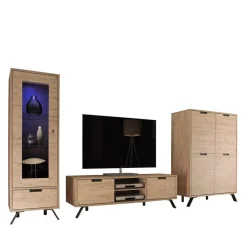 Best Retro Wohnwand im Eiche Dekor - Rodonda (dreiteilig) Wohnwände