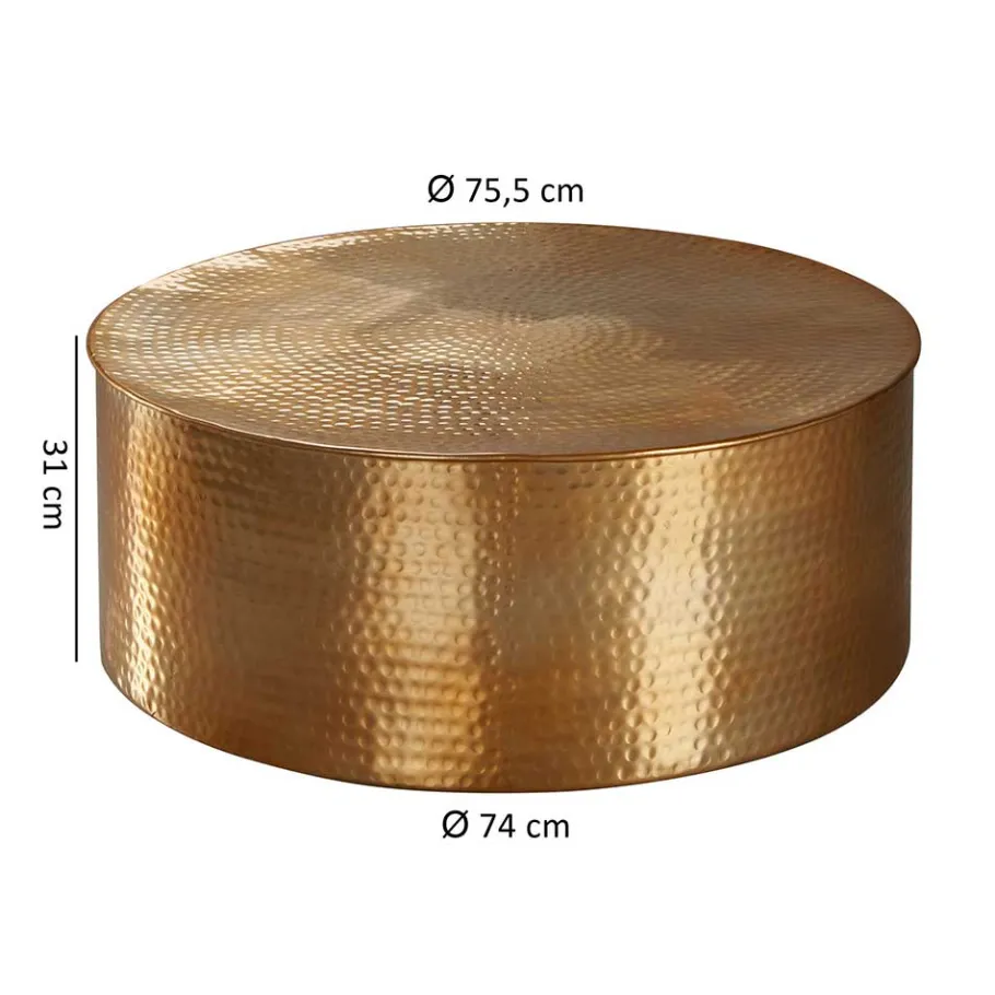 Outlet Runder Alu Couchtisch in Goldfarben - Cosima Tische