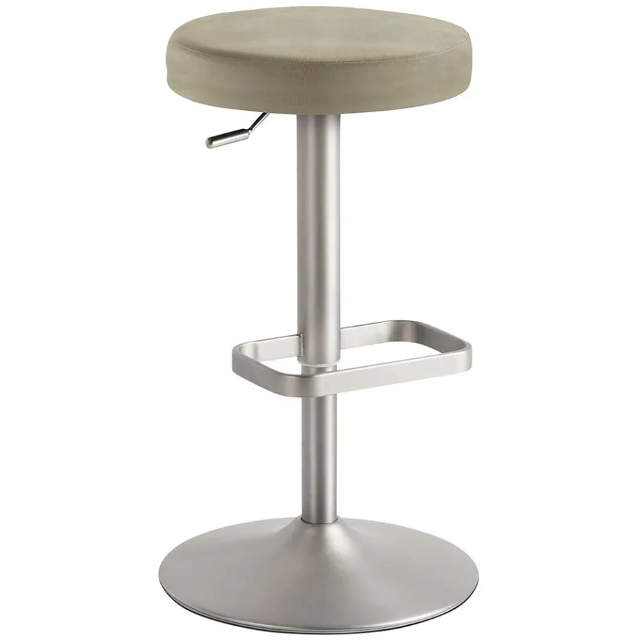 Sale Runder Barhocker aus Microfaser Taupe - Oracio Hocker