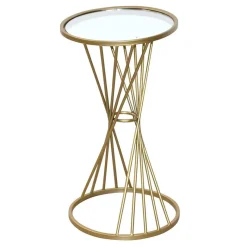 Best Runder Beistelltisch mit Spiegelglas Platte - Titu Tische