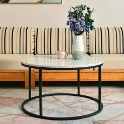 Runder Design Couchtisch mit Marmorplatte - Ciliuma Tische