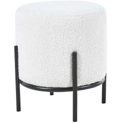 Sale Runder Design Hocker in Weiß Boucle - Pyra Hocker