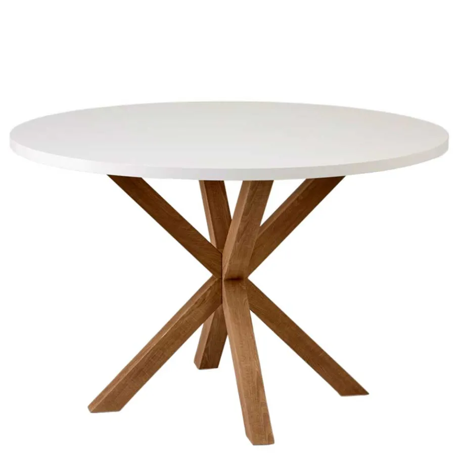 Hot Runder Esstisch in Weiß & Holzoptik Natur - Maggio Tische