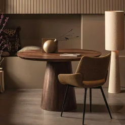 Sale Runder Holztisch in Walnuss Braun - Vrenzo Tische