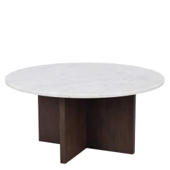 Hot Runder Marmor Wohnzimmertisch in Weiß Grau - Dania Tische