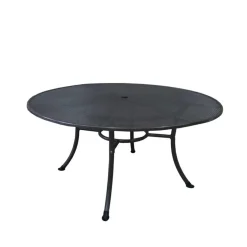 Online Runder Metall Gartentisch in Grau - Rattania Tische