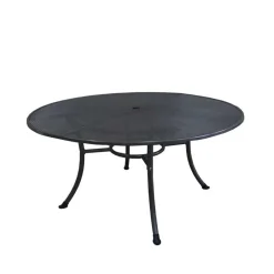 Online Runder Metall Gartentisch in Grau - Rattania Tische