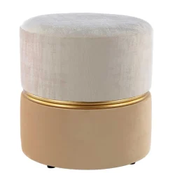 Sale Runder Samthocker in Creme & Beige & Gold - Charlie Hocker