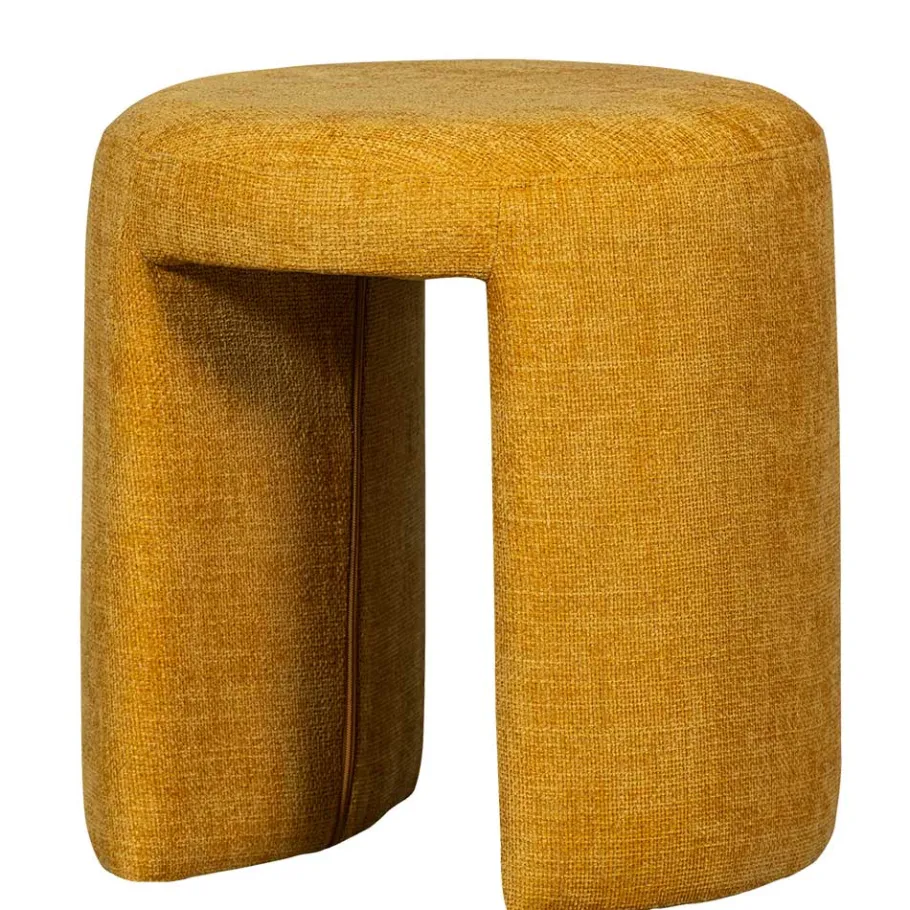 Sale Runder Sitzhocker in Gelb Chenillebezug - Lourettes (2er Set) Hocker
