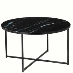 Runder Wohnzimmer Glastisch in Marmor Schwarz - Adiana Tische