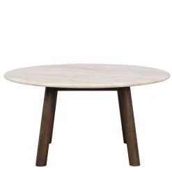 Runder Wohnzimmertisch aus Travertin Stein Beige - Cheyenne Tische