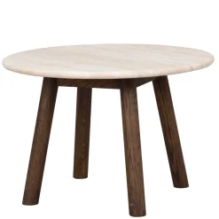 Runder Wohnzimmertisch aus Travertin Stein Beige - Cheyenne Tische