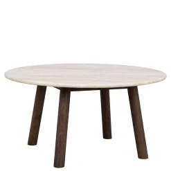 Runder Wohnzimmertisch aus Travertin Stein Beige - Cheyenne Tische