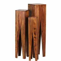 Hot Rustikale Holz Blumensäule Set Pisinon aus Sheesham (dreiteilig) Tische