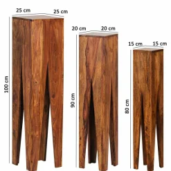 Hot Rustikale Holz Blumensäule Set Pisinon aus Sheesham (dreiteilig) Tische