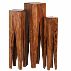 Hot Rustikale Holz Blumensäule Set Pisinon aus Sheesham (dreiteilig) Tische