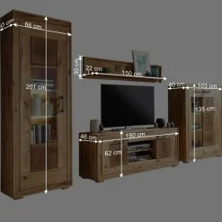 Outlet Rustikale Schrankwand Troncon aus Wildeiche (vierteilig) Wohnwände