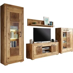 Outlet Rustikale Schrankwand Troncon aus Wildeiche (vierteilig) Wohnwände