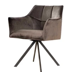 Samt Armlehnenstuhl in Anthrazit - Welinda (2er Set) Stühle