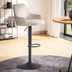 Sale Samt Barstuhl in Beige - Heats Hocker