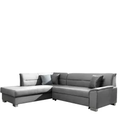 Best Samt Eckcouch in Grau mit Bettfunktion - Elhan Sofas