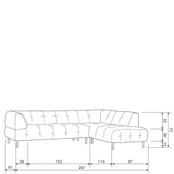 Samt L-Sofa in Dunkelgrau - Roccoss Sofas