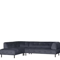 Samt L-Sofa in Dunkelgrau - Roccoss Sofas