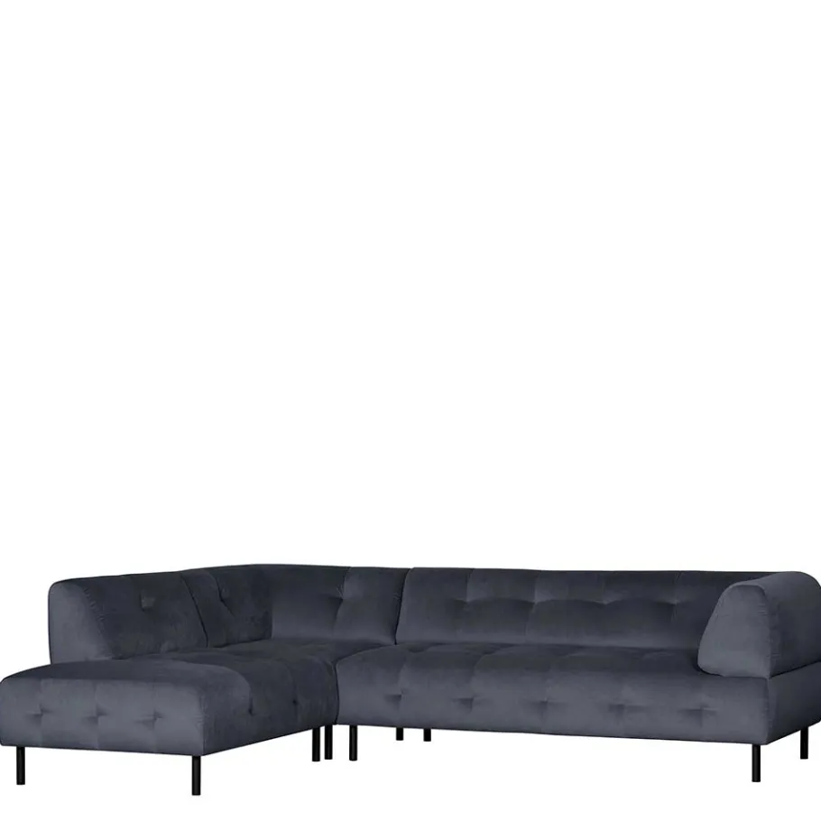 Samt L-Sofa in Dunkelgrau - Roccoss Sofas
