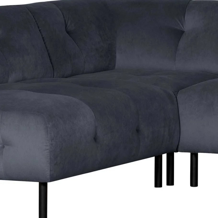 Samt L-Sofa in Dunkelgrau - Roccoss Sofas