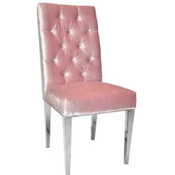 Outlet Samt Polsterstuhl in Rosa mit Edelstahl Gestell - Lucinda Stühle