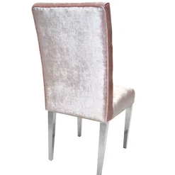 Outlet Samt Polsterstuhl in Rosa mit Edelstahl Gestell - Lucinda Stühle