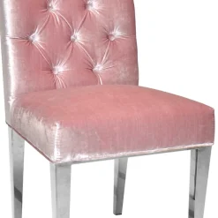 Outlet Samt Polsterstuhl in Rosa mit Edelstahl Gestell - Lucinda Stühle