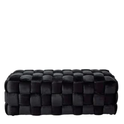 Sale Samt Sitzbank in Schwarz Flechtdesign - Addara Sitzbank