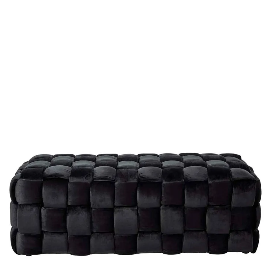 Sale Samt Sitzbank in Schwarz Flechtdesign - Addara Sitzbank