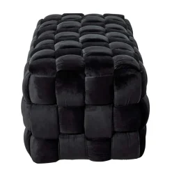 Sale Samt Sitzbank in Schwarz Flechtdesign - Addara Sitzbank