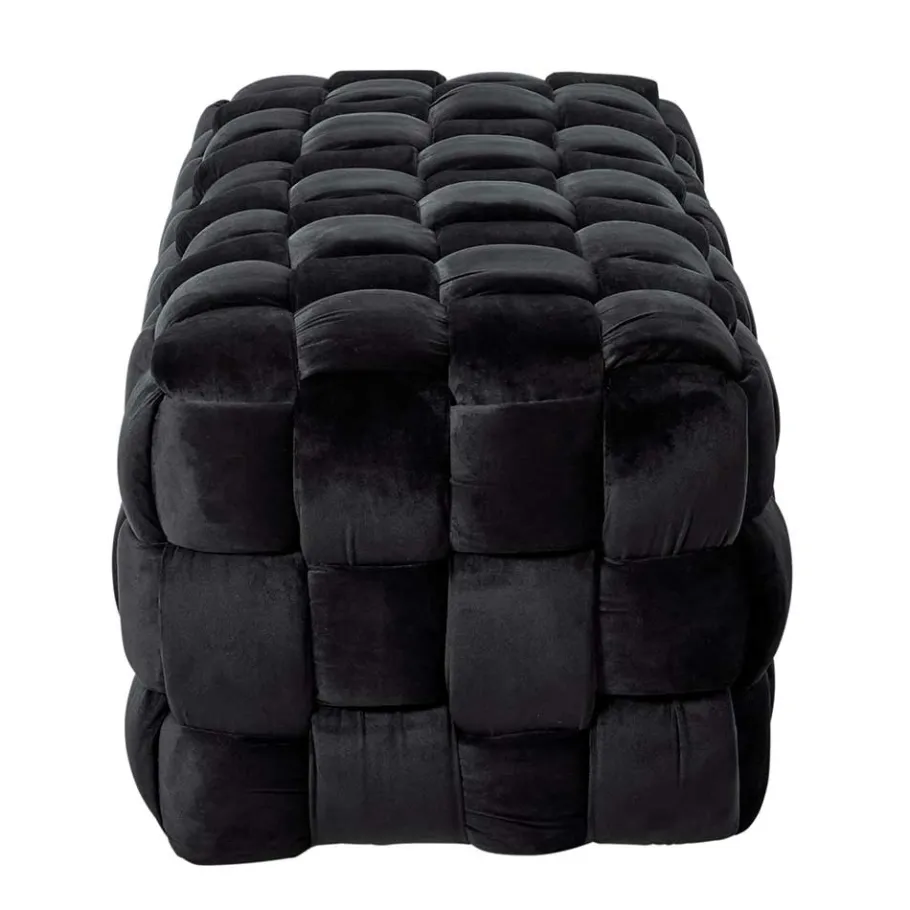 Sale Samt Sitzbank in Schwarz Flechtdesign - Addara Sitzbank