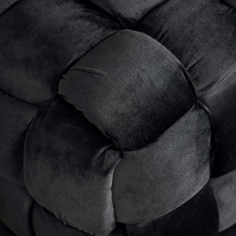 Sale Samt Sitzbank in Schwarz Flechtdesign - Addara Sitzbank