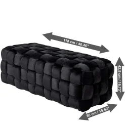 Sale Samt Sitzbank in Schwarz Flechtdesign - Addara Sitzbank