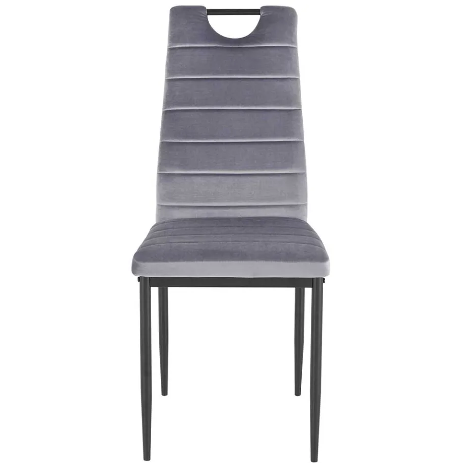 Samt Stühle mit Quersteppung in Grau - Pysio (Set) Stühle