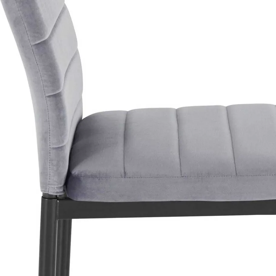 Samt Stühle mit Quersteppung in Grau - Pysio (Set) Stühle