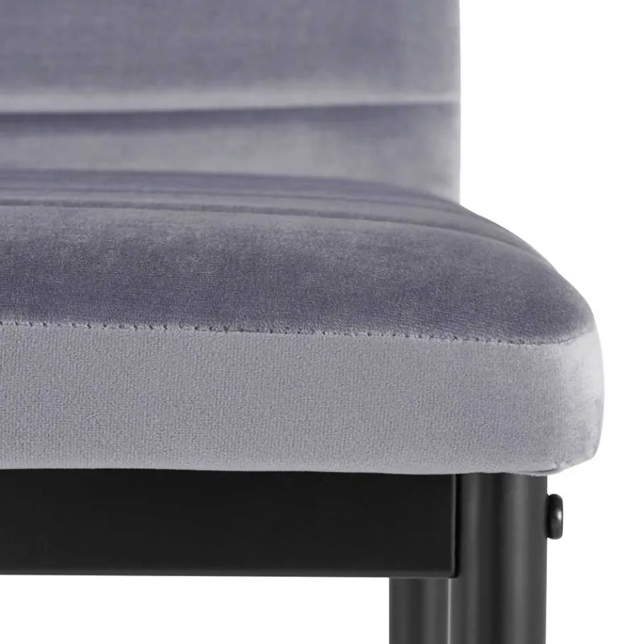 Samt Stühle mit Quersteppung in Grau - Pysio (Set) Stühle