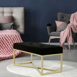 Best Samtbank in Schwarz mit Gold - Carantec Sitzbank