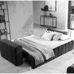 Best Samtcouch mit Schlaffunktion in Senfgelb - Eraldo Sofas