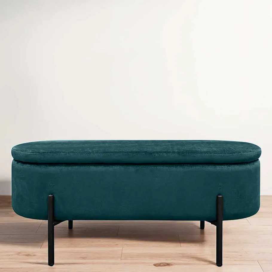 Samt-Truhenbank in Dunkelgrün - Comota Sitzbank