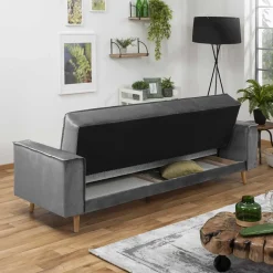 Sale Samtvelours Federkerncouch mit Bettfunktion - Vlacoma Betten|Sofas